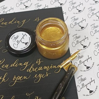 Mực chấm quản, Mực nhũ vàng nhũ bạc viết calligraphy, bút quản chéo, vẽ, thiệp, tiêu đề, art decor