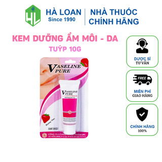 Kem dưỡng ẩm Vaseline Pure OPC hương dâu - Phòng nứt môi, khô môi, nứt da bàn chân, tay (Tuýp 10g)