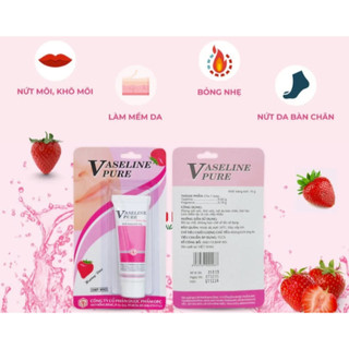 Kem dưỡng ẩm Vaseline Pure OPC hương dâu - Phòng nứt môi, khô môi, nứt da bàn chân, tay (Tuýp 10g)