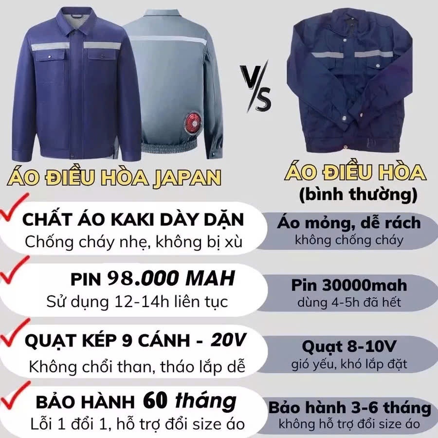 Áo Điều Hoà Kaki Chống Nắng Có Mũ Pin Khủng 98.000mAh Dùng Cả Ngày, Áo Chống Nắng 2 Quạt Chính Hãng