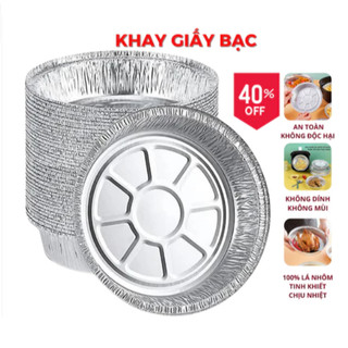 Set 20/30/50/100 khay giấy bạc nướng lót nồi chiên không dầu, Dĩa nến dĩa bạc lò nướng loại lớn, khuôn giấy bạc