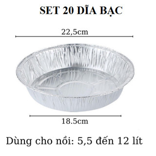 Set 20/30/50/100 khay giấy bạc nướng lót nồi chiên không dầu, Dĩa nến dĩa bạc lò nướng loại lớn, khuôn giấy bạc