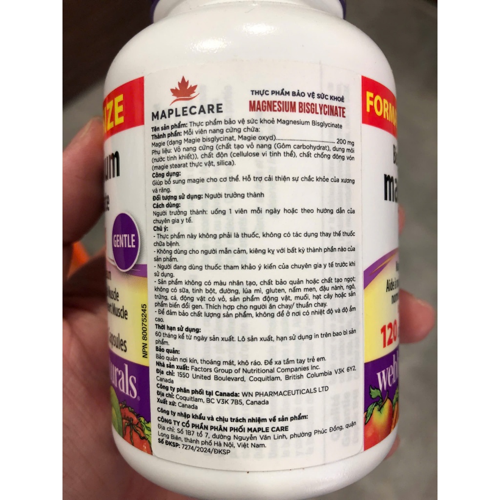 [MAPPLE CARE][TẶNG QUÀ] Webber Magnesium Bisglycinate giảm stress, giảm căng thẳng âu lo 120 Viên - KEYGYM