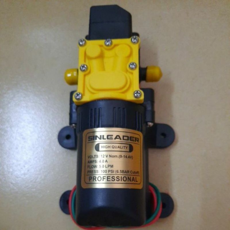 Máy Bơm Tăng Áp 12V SINLEADER Kèm Nguồn 12V/5A - Lưu Lượng 5L/phút Làm Bộ Rửa Xe, Phun Sương, Tưới Cây, Tưới Lan...