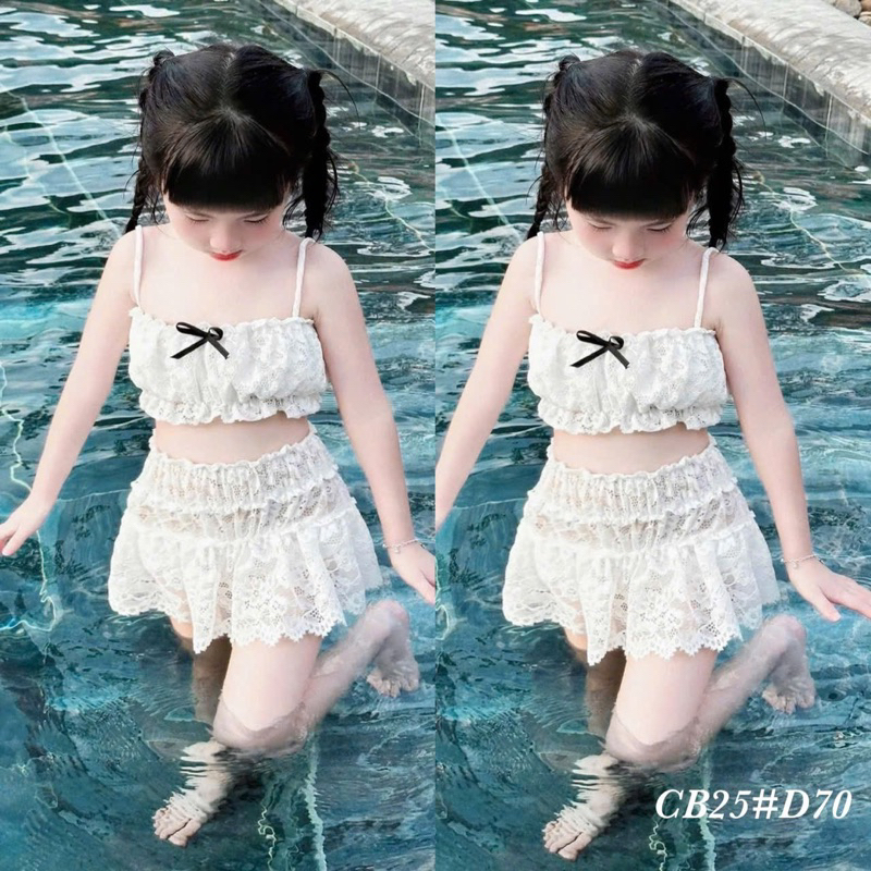 Đồ bơi cho bé gái 2 tuổi -10 tuổi, bikini bé gái, đồ bộ bé gái ren mềm mix chân váy xòe đi biển đi chơi 10-30kg Đậu Kids