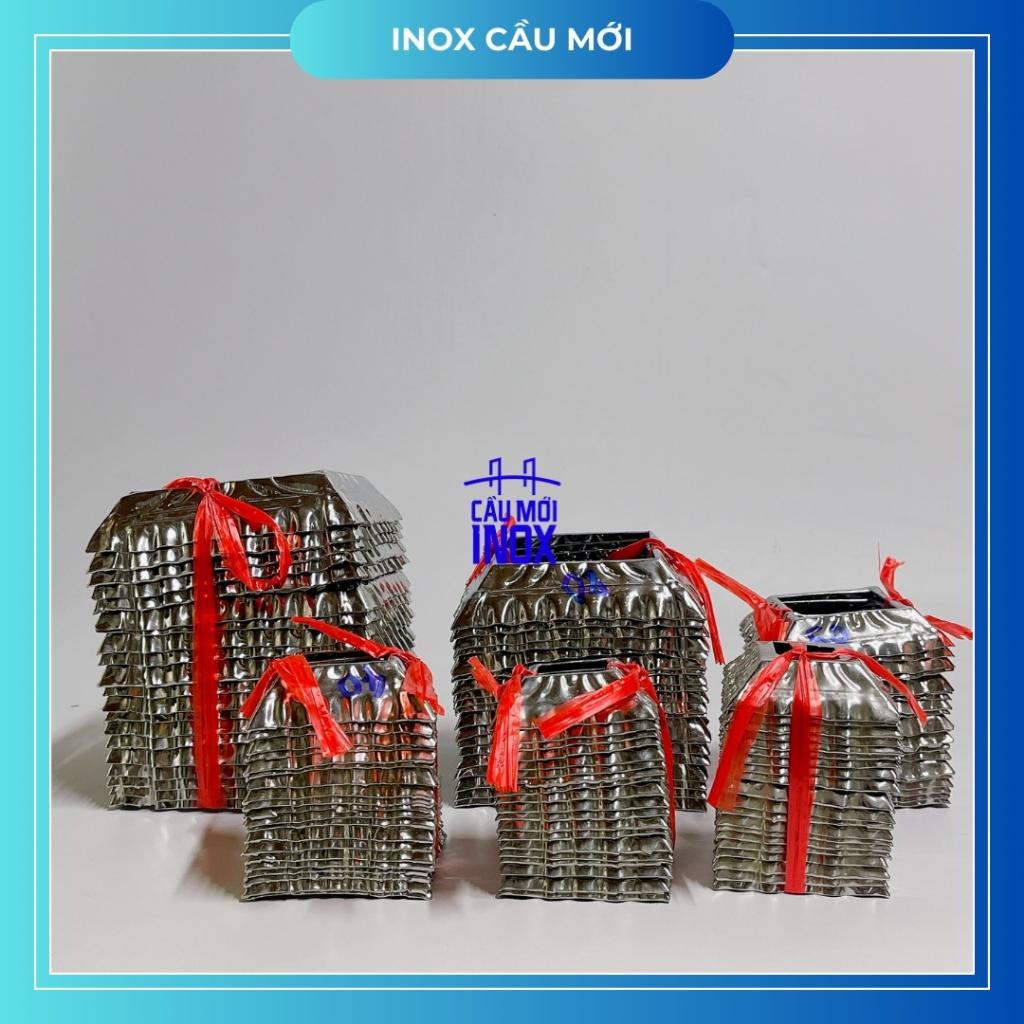 (1 cái) Chụp chân đế hoa văn vuông, chữ nhật inox 304 cao cấp, phụ kiện trang trí trụ cầu thang