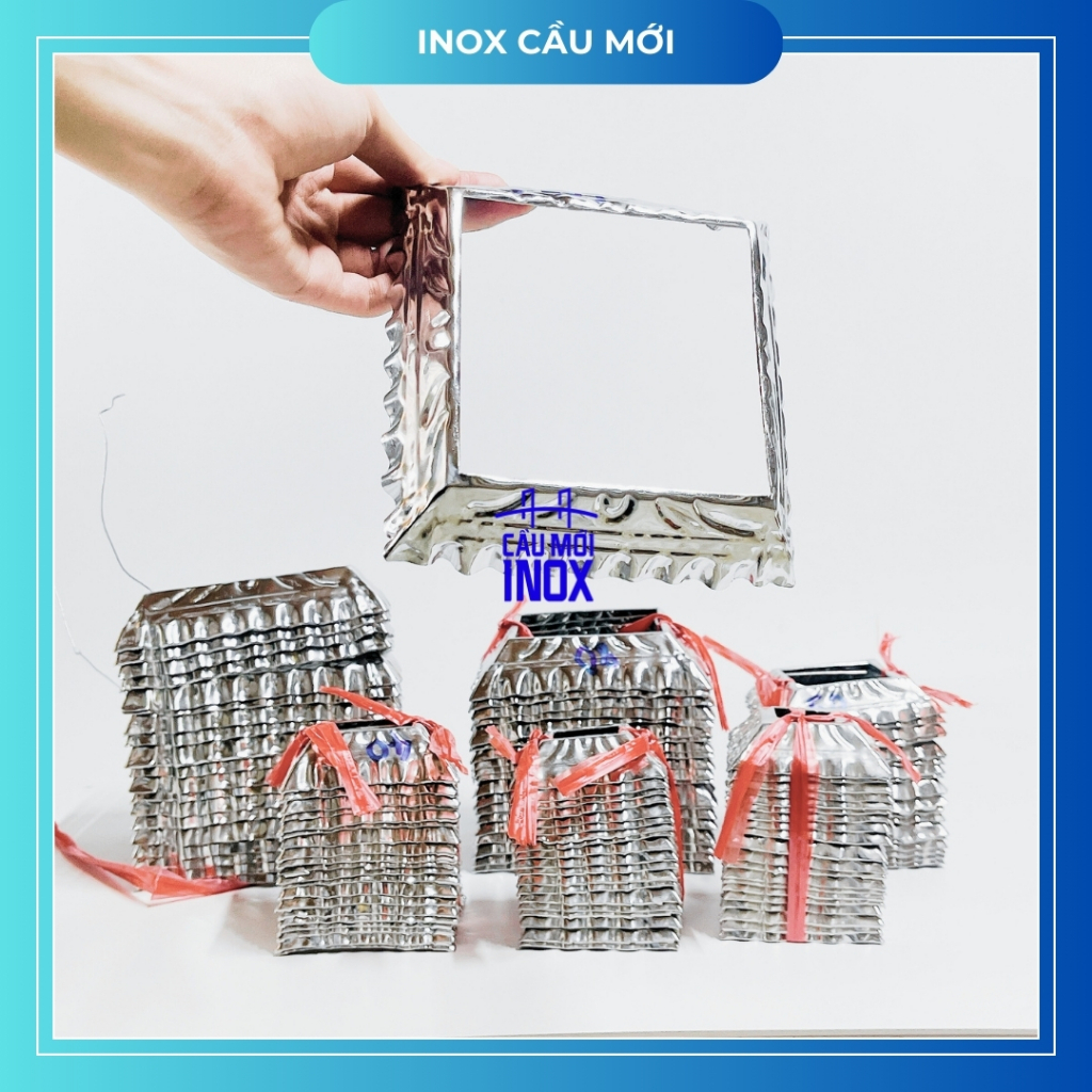 (1 cái) Chụp chân đế hoa văn vuông, chữ nhật inox 304 cao cấp, phụ kiện trang trí trụ cầu thang