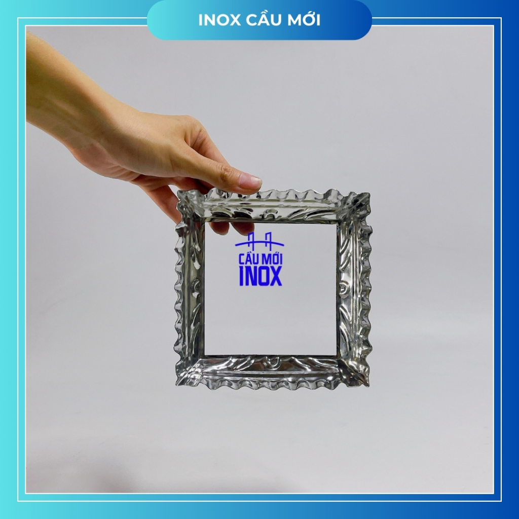 (1 cái) Chụp chân đế hoa văn vuông, chữ nhật inox 304 cao cấp, phụ kiện trang trí trụ cầu thang