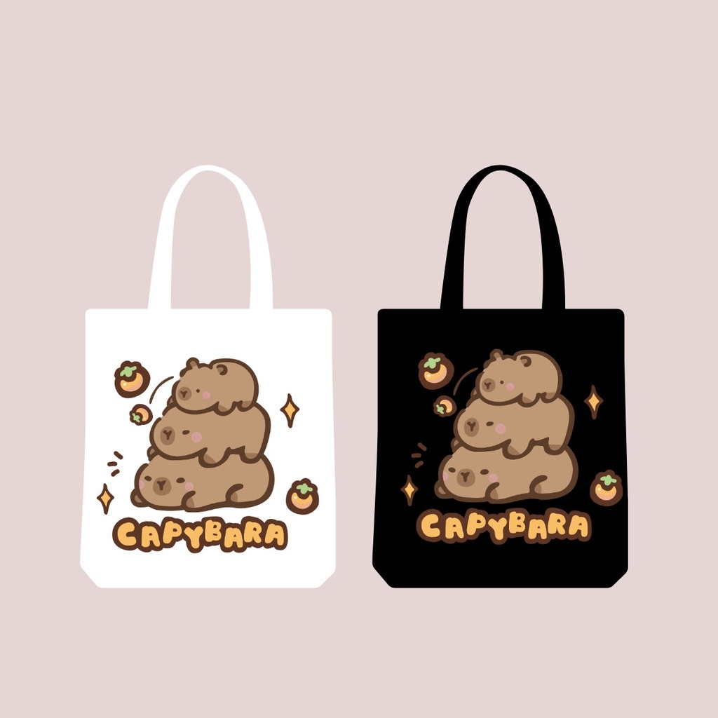 Túi tote túi vải bố canvas CAPPYBARA nhiều hình ngộ nghĩnh đeo vai đi học, đi chơi 35x40cm thời trang hàn quốc tota091