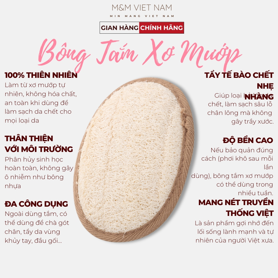 Bông Tắm Xơ Mướp Tẩy Tế Bào Da Chết, Siêu Sạch, Mịn Màng Từ Trái Mướp Vườn Tự Nhiên Thân Thiện | BigBuy360 - bigbuy360.vn