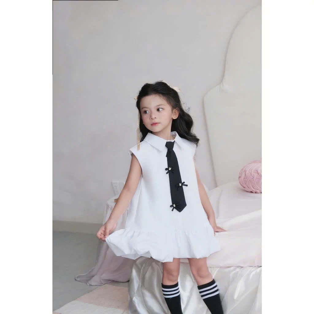 Đầm suông cà vạt phong cách Hàn Quốc bé gái và mẹ Size 12-60kg , sét đồ cho mẹ và bé gái , đi chơi đi dự tiệc