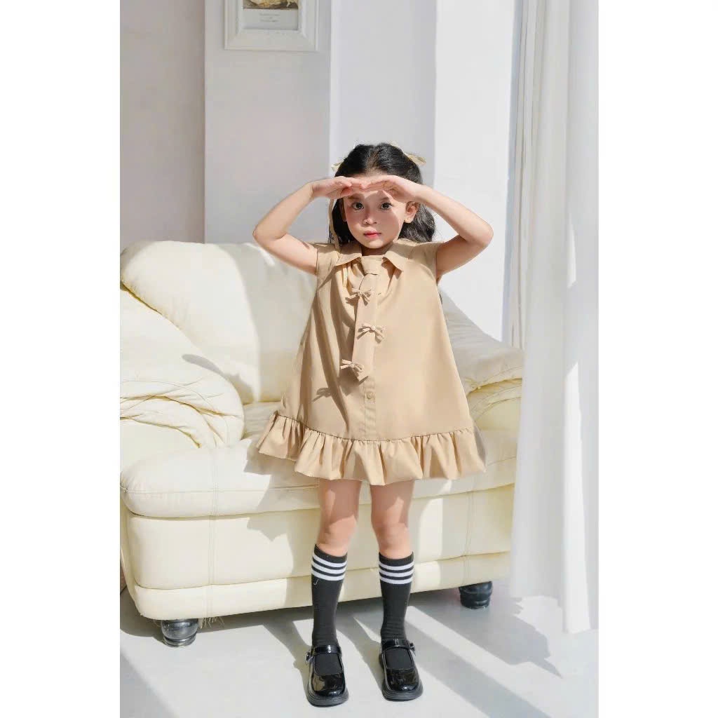 Đầm suông cà vạt phong cách Hàn Quốc bé gái và mẹ Size 12-60kg , sét đồ cho mẹ và bé gái , đi chơi đi dự tiệc