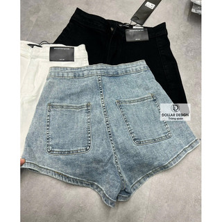 QCL1 6011 Quần sooc jeans trơn cạp cao siêu hot, cực kỳ tôn dáng