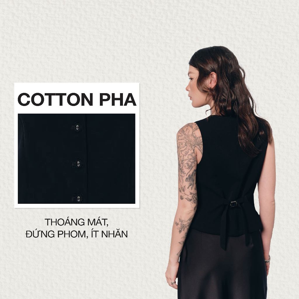 Ảnh DOTTIE - Áo gi lê dáng Tailored - Đen - T1087 1
