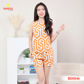 [XẢ KHO GIÁ SỐC] Bộ ba lỗ Pijama quần đùi chất vải Viscose tự nhiên mềm mại thoáng mát mùa hè MELINFA METKBD0546