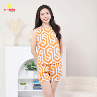 [XẢ KHO GIÁ SỐC] Bộ ba lỗ Pijama quần đùi chất vải Viscose tự nhiên mềm mại thoáng mát mùa hè MELINFA METKBD0546