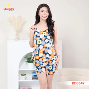 Bộ đồ nữ Pijama hai dây quần short mặc ngủ chất vải Viscose tự nhiên thoáng mát mùa hè mã METKBD0549