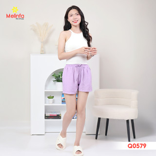 [XẢ KHO GIÁ SỐC] Quần đùi nữ vải đũi lụa, có túi rộng, dây rút, cạp chun thoáng mát mềm mại mặc nhà mùa hè mã MEQ0579
