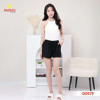[XẢ KHO GIÁ SỐC] Quần đùi nữ vải đũi lụa, có túi rộng, dây rút, cạp chun thoáng mát mềm mại mặc nhà mùa hè mã MEQ0579