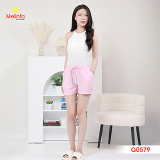 [XẢ KHO GIÁ SỐC] Quần đùi nữ vải đũi lụa, có túi rộng, dây rút, cạp chun thoáng mát mềm mại mặc nhà mùa hè mã MEQ0579
