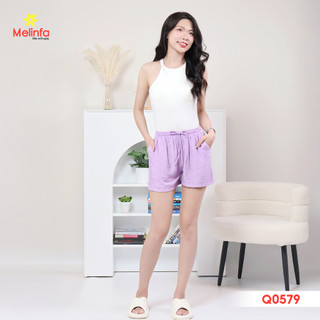 [XẢ KHO GIÁ SỐC] Quần đùi nữ vải đũi lụa, có túi rộng, dây rút, cạp chun thoáng mát mềm mại mặc nhà mùa hè mã MEQ0579