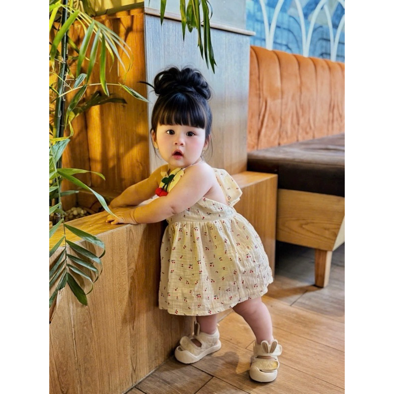 Váy Yếm Xô Hàn Muslin Cao Cấp Cho Bé Gái Nhà Liena'S Closet