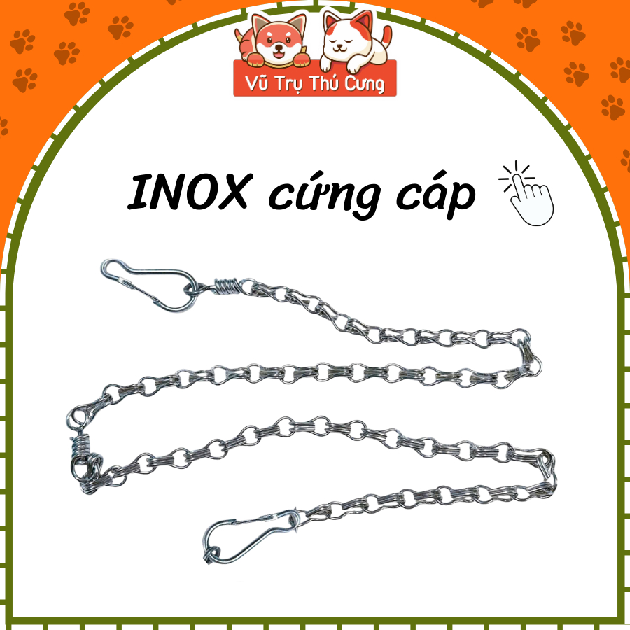 Dây Xích Inox 2 Móc Cho Thú Cưng Nhiều Size