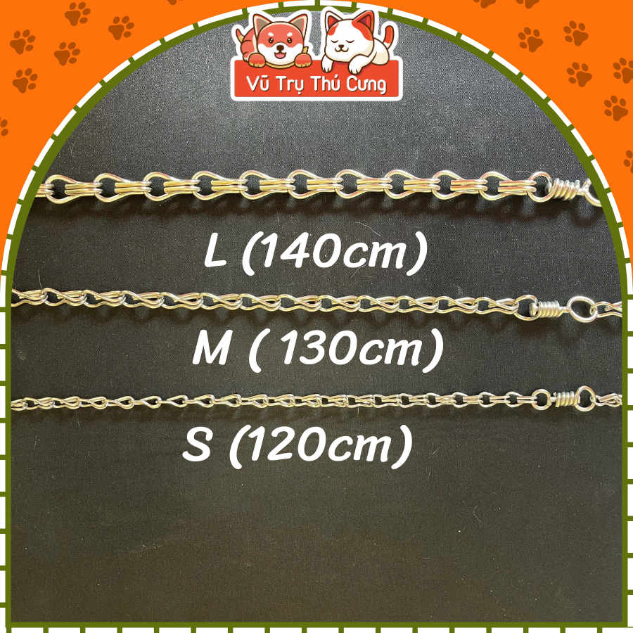 Dây Xích Inox 2 Móc Cho Thú Cưng Nhiều Size