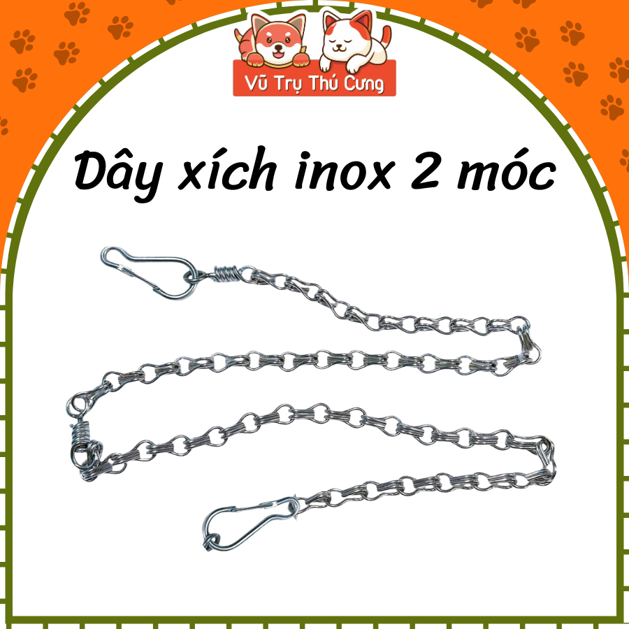 Dây Xích Inox 2 Móc Cho Thú Cưng Nhiều Size