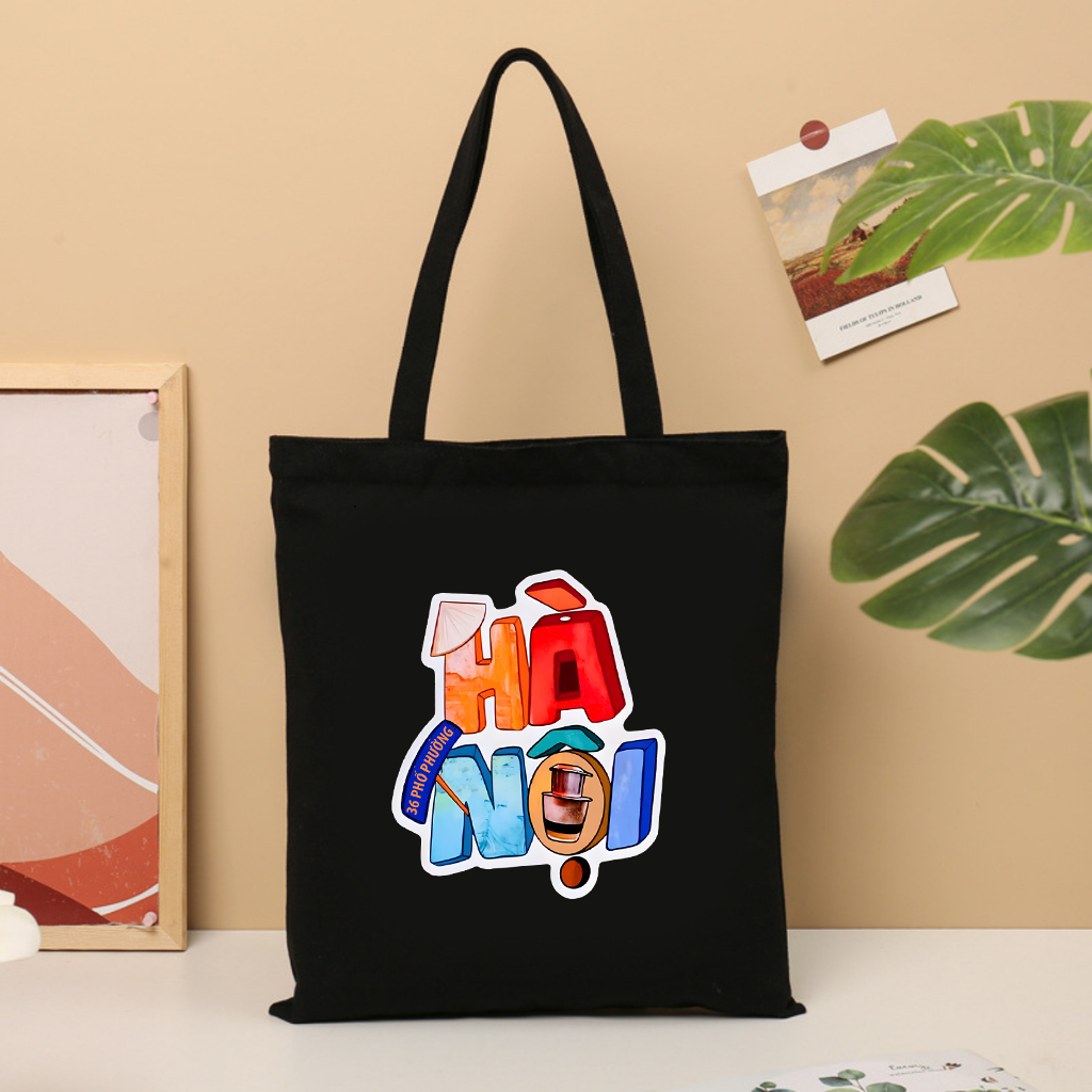 Túi tote túi vải bố canvas họa tiết các tỉnh thành phố Việt Nam Nghệ Thuật đeo vai đi học, đi chơi 35x40cm tota095