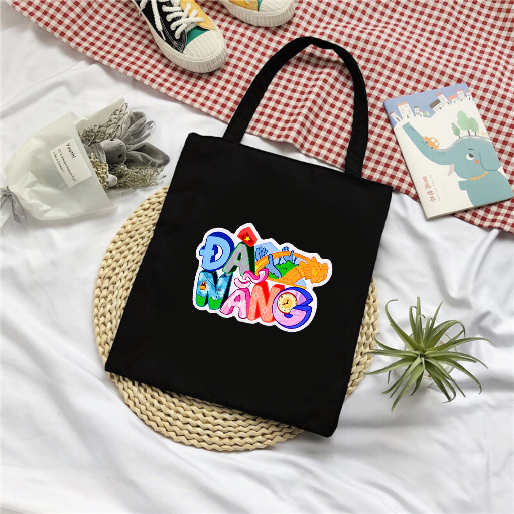 Túi tote túi vải bố canvas họa tiết các tỉnh thành phố Việt Nam Nghệ Thuật đeo vai đi học, đi chơi 35x40cm tota095