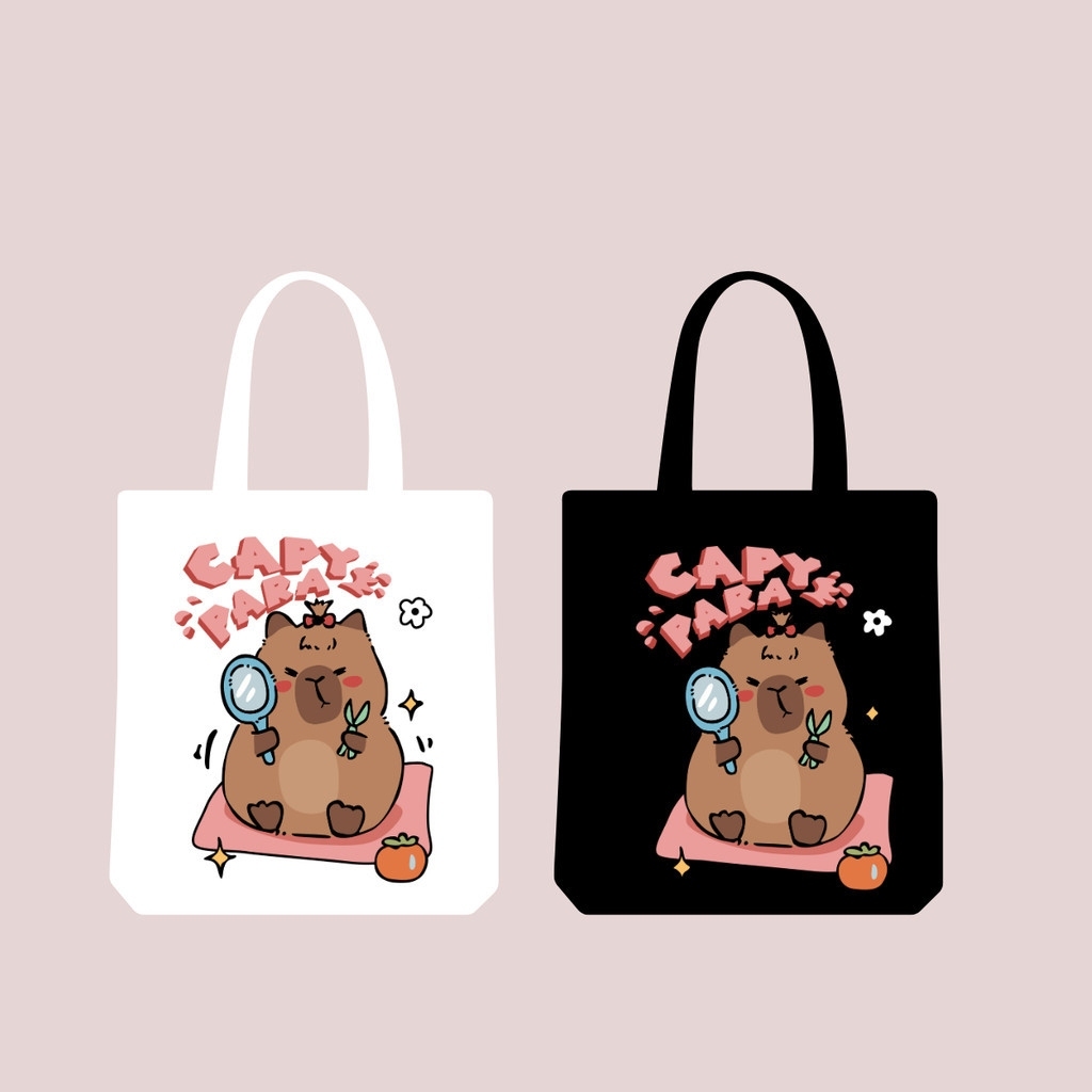 Túi tote túi vải bố canvas CAPPYBARA nhiều hình ngộ nghĩnh đeo vai đi học, đi chơi 35x40cm thời trang hàn quốc tota091