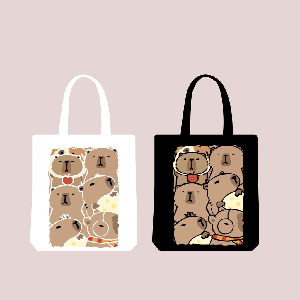 Túi tote túi vải bố canvas CAPPYBARA nhiều hình ngộ nghĩnh đeo vai đi học, đi chơi 35x40cm thời trang hàn quốc tota091