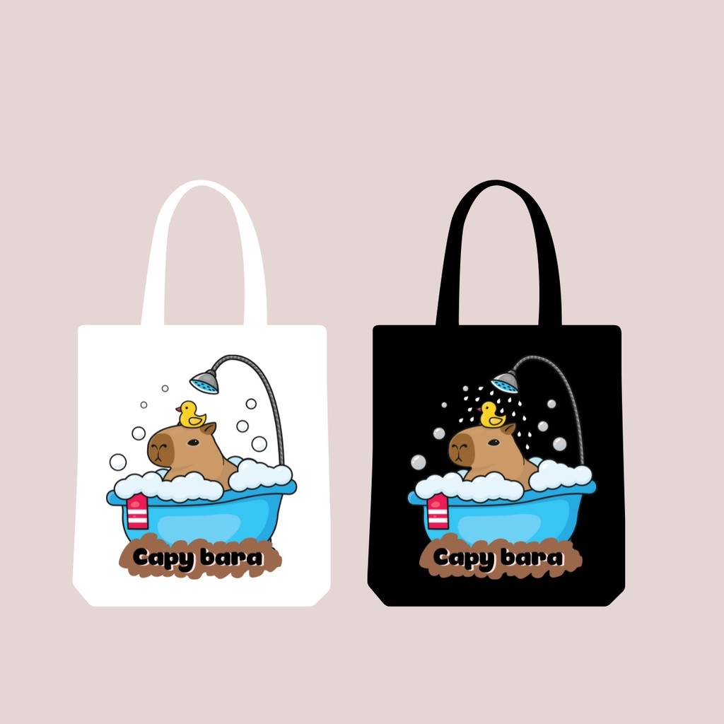 Túi tote túi vải bố canvas CAPPYBARA nhiều hình ngộ nghĩnh đeo vai đi học, đi chơi 35x40cm thời trang hàn quốc tota091