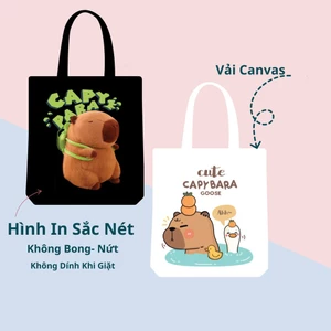 Túi tote túi vải bố canvas CAPPYBARA nhiều hình ngộ nghĩnh đeo vai đi học, đi chơi 35x40cm thời trang hàn quốc tota091