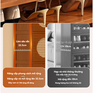 Tủ đựng giày tủ giày mây mắt cáo cửa lật Cửa chống ẩm, chống bụi tủ giày mây tre đan