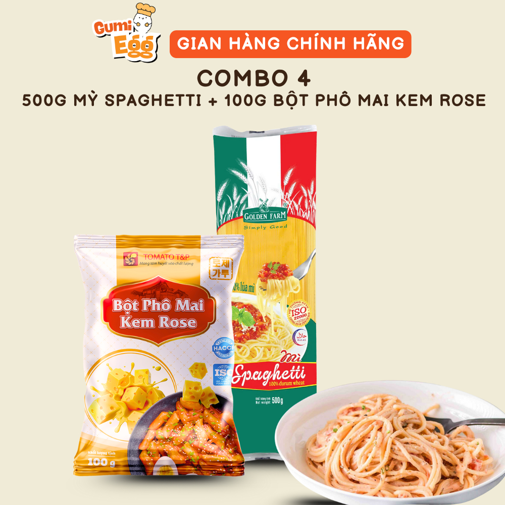 Combo Mỳ Ý Sốt Phô Mai, Nui Sốt Phô Mai Kem Rose, Bột Phô Mai Hàn Quốc, Nui Ngũ Sắc, Mỳ Ý