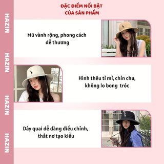 Mũ bucket vành rộng thắt nơ, tết tóc thời trang HAZIN, chất liệu vải kaki cao cấp, đa dạng màu sắc HAM341