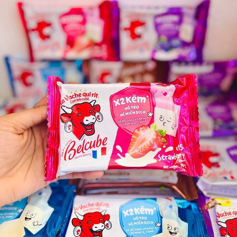Phô mai Belcube dâu / vani / socola bò cười phô mai 15 viên | Shopee ...