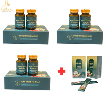 Combo 3 hộp Viên uống Đông trùng hạ thảo linh chi và 1 Hộp nước uống đông trùng nhân sâm KaiHabu