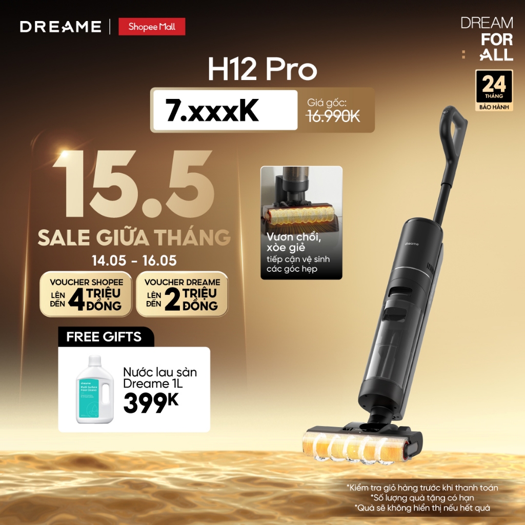 Ảnh Máy Lau Sàn Hút Bụi Không Dây Cầm Tay Dreame H12 Pro - Bản quốc tế - BH 24 tháng 1