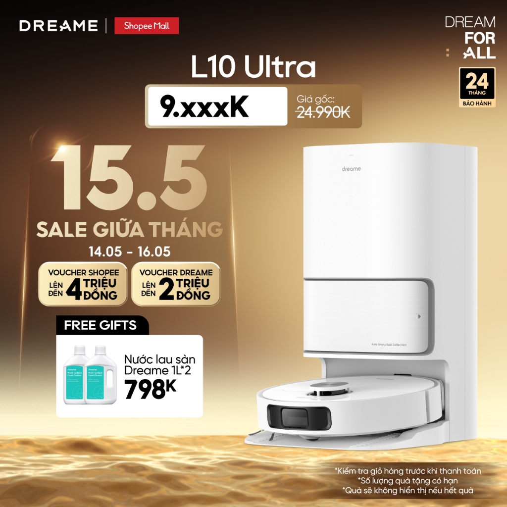 Ảnh Robot lau sàn hút bụi tự làm sạch Dreame Bot L10 Ultra/ L10s Ultra Gen 2/ D20 Ultra - Bản quốc tế - BH 24 tháng 1