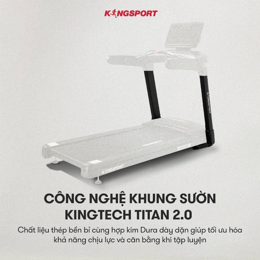 Máy chạy bộ KINGSPORT K-03 đơn năng, tốc độ tối đa 20km/h, 24 chương trình luyện tập