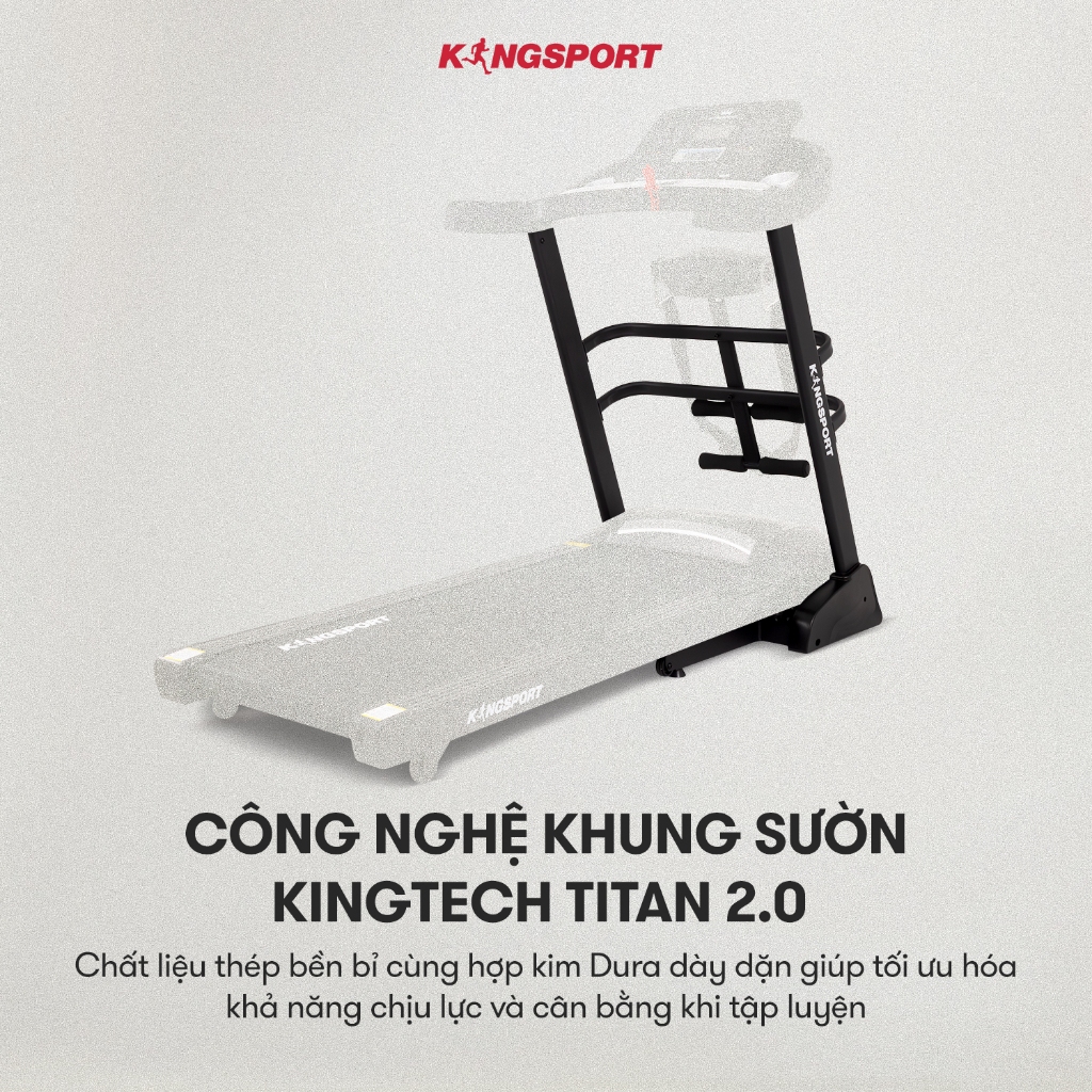 CHỈ GIAO MIỀN BẮC | Máy chạy bộ KINGSPORT K-05 khung sườn Kingtech Titan 2.0, 12 bài luyện tập