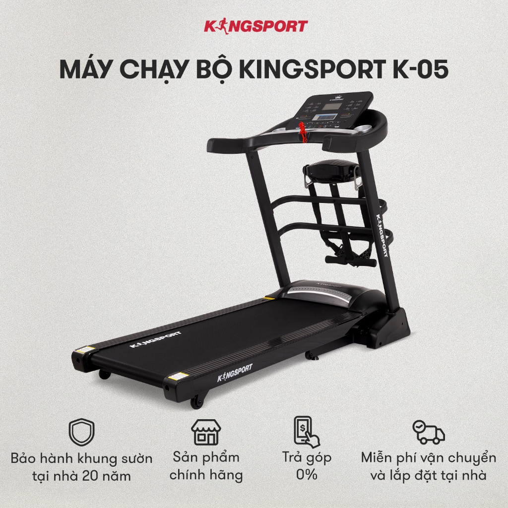 CHỈ GIAO MIỀN BẮC | Máy chạy bộ KINGSPORT K-05 khung sườn Kingtech Titan 2.0, 12 bài luyện tập