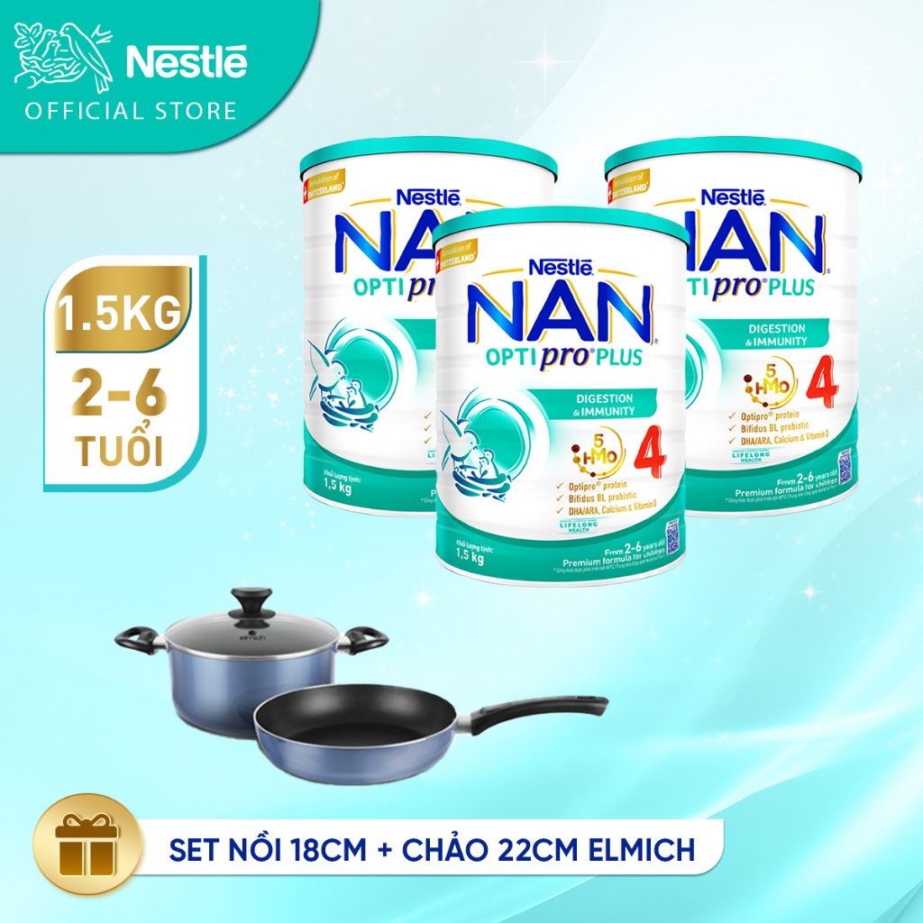 Ảnh Bộ 3 lon Sữa bột Nestlé NAN OPTIPRO PLUS 4 1500g/lon với 5HMO Giúp tiêu hóa tốt 2