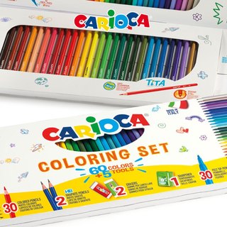 [Thương hiệu Ý] - Bộ bút dạ màu và bút chì màu Carioca Coloring Set 65 món - Chất lượng Châu Âu
