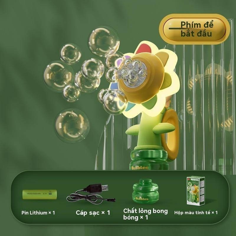 Máy Bắn Bong Bóng Xà Phòng Hình Hoa Phát Sáng LED 7 Màu Xà Phòng Thổi Bong Bóng Cầm Tay-Đồ Chơi PUKAPI