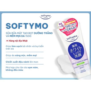 Sữa Rửa Mặt Tạo Bọt Dưỡng Ẩm, Dưỡng Trắng Siêu Mềm Mịn Da Softymo Washing Foam Kose Nhật Bản 150g