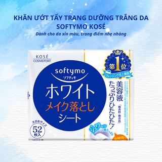 Khăn Ướt Tẩy Trang Dưỡng Trắng Da Softymo Kosé Nhật Bản (Gói Refill 52 Miếng)